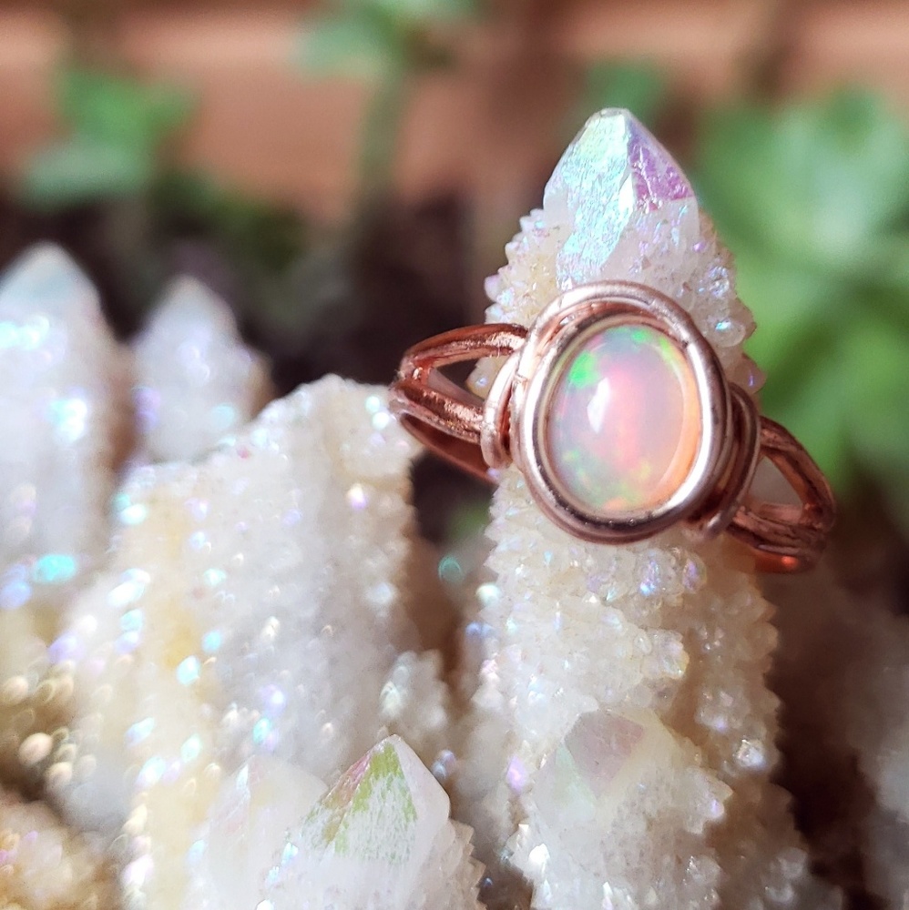 Natural Ethiopian Welo Fire Opal Ring | Rose Gold